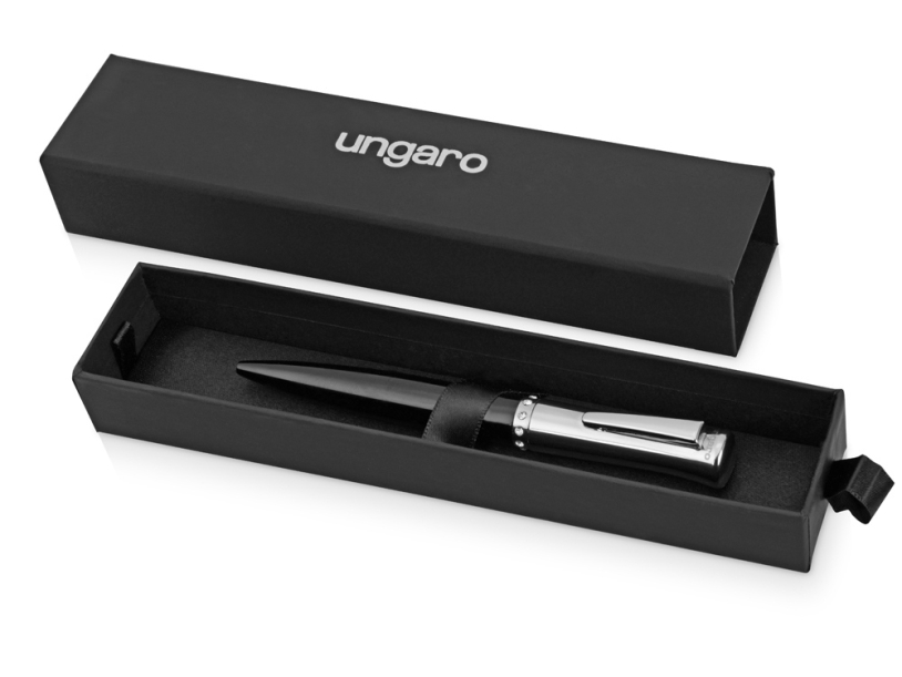 Ручка шариковая Ungaro модель Ovieto в футляре, черный/серебристый (Изображение 6)