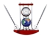 Настольный прибор Сенатор: часы с глобусом, две ручки на подставке (Изображение 2)