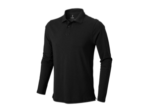 Рубашка поло Oakville мужская с длинным рукавом (черный) 3XL