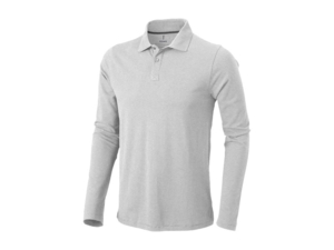Рубашка поло Oakville мужская с длинным рукавом (серый меланж) XL
