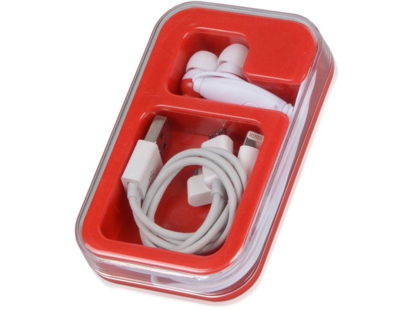 Наушники Марсель с набором переходников, красный (Изображение 1)