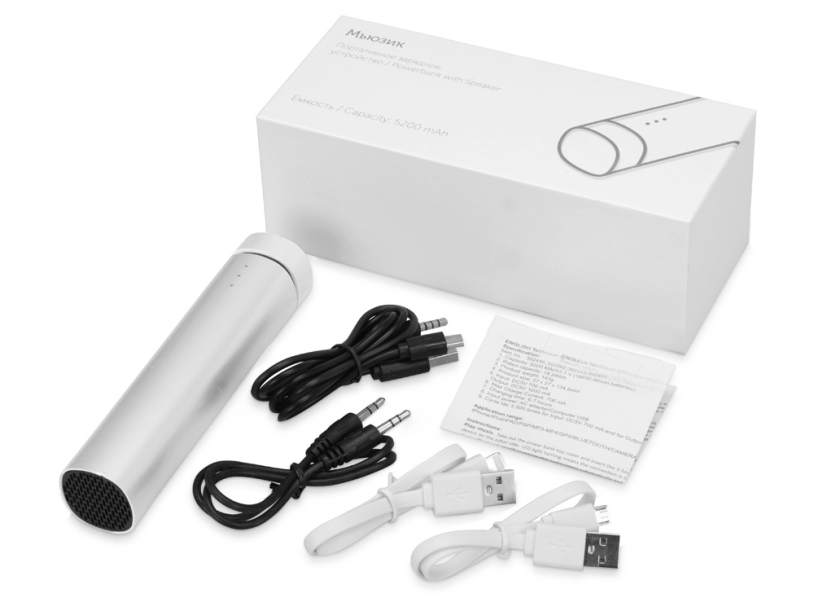 Внешний аккумулятор Мьюзик, 5200 mAh (серебристый)  (Изображение 10)
