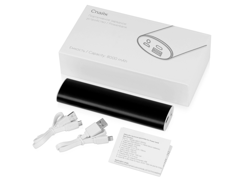 Внешний аккумулятор Спайк, 8000 mAh (черный)  (Изображение 7)
