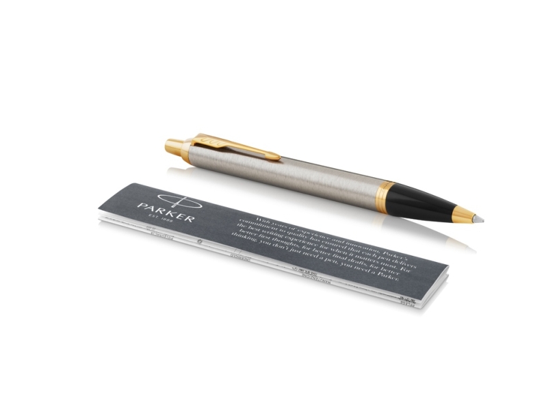 Ручка шариковая Parker IM Core Brushed Metal GT (золотистый/серебристый)  (Изображение 2)
