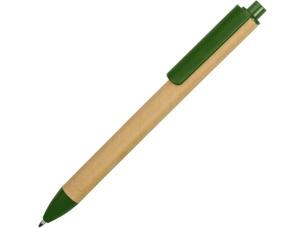 Ручка картонная шариковая Эко 2.0 (зеленый/бежевый) 