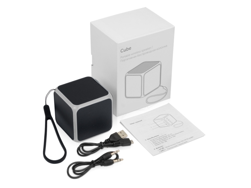 Портативная колонка Cube с подсветкой (черный)  (Изображение 9)