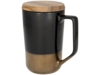 Керамическая кружка Tahoe для чая и кофе с деревянной крышкой, черный (Изображение 1)