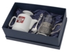 Чайный набор с подстаканником и фарфоровым чайником ЭГОИСТ-М, серебристый/белый (Изображение 1)