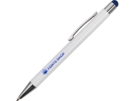 Ручка металлическая шариковая Flowery со стилусом (синий/белый) 