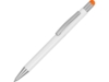 Ручка металлическая шариковая Flowery со стилусом (оранжевый/белый)  (Изображение 2)