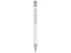 Ручка металлическая шариковая Flowery со стилусом (оранжевый/белый)  (Изображение 3)