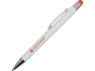 Ручка металлическая шариковая Flowery со стилусом (оранжевый/белый) 