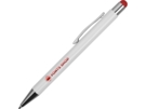 Ручка металлическая шариковая Flowery со стилусом (красный/белый) 