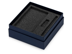 Коробка с ложементом Smooth M для ручки, флешки и блокнота А6 (синий) 