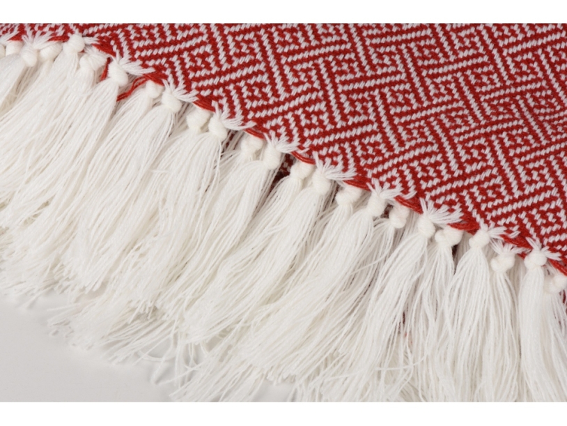 Плед акриловый с белой бахромой Tassel (красный)  (Изображение 2)