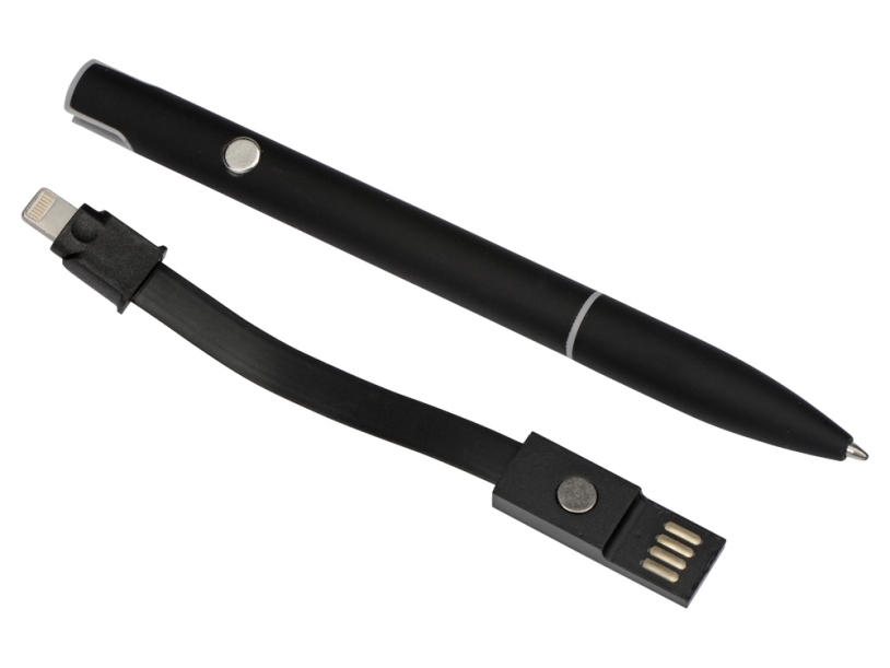 Ручка шариковая с кабелем USB, черный (Изображение 6)