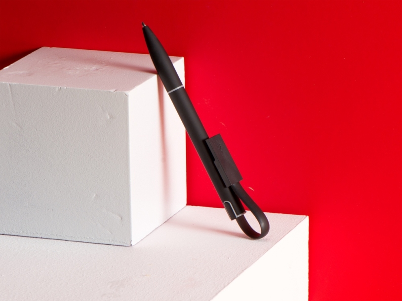 Ручка шариковая с кабелем USB, черный (Изображение 7)