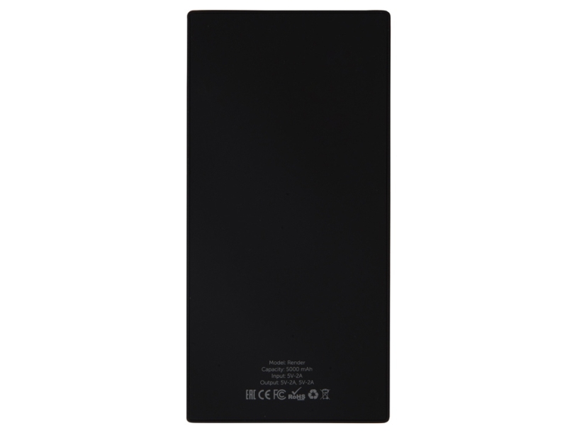 Портативное зарядное устройство Render с полноцветной, 5000 mAh, черный (Изображение 5)