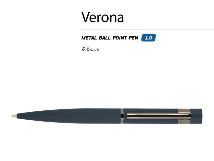 Ручка металлическая шариковая Verona (синий)  (Изображение 2)