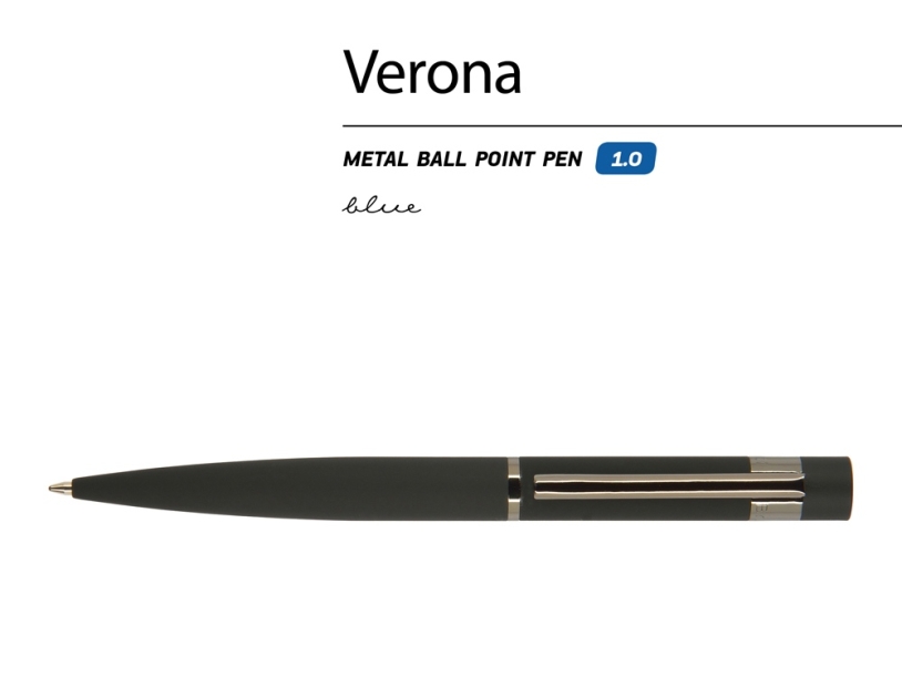 Ручка металлическая шариковая Verona (черный)  (Изображение 2)