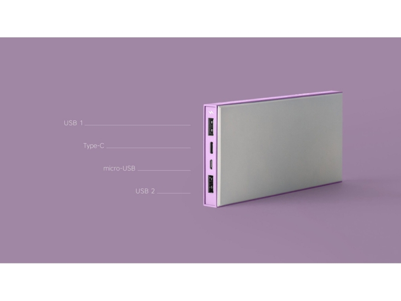 Внешний аккумулятор NEO ARIA, 10000 mAh (серый/сиреневый)  (Изображение 6)