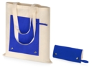 Складная хлопковая сумка для шопинга Gross с карманом, 180 г/м2 (синий/натуральный) 