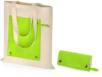 Складная хлопковая сумка для шопинга Gross с карманом, 180 г/м2 (зеленое яблоко/натуральный) 