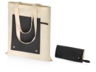 Складная хлопковая сумка для шопинга Gross с карманом, 180 г/м2 (черный/натуральный) 