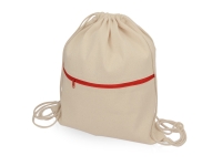 Рюкзак-мешок Lark хлопковый с цветной молнией (красный/натуральный) 