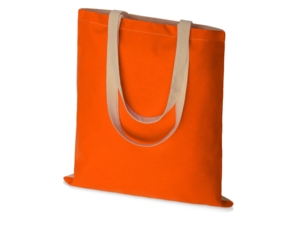 Сумка для шопинга Twin двухцветная из хлопка, 180 г/м2 (оранжевый/натуральный) 