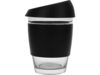 Стеклянный стакан с силиконовой крышкой и манжетой Monday (черный/прозрачный)  (Изображение 3)