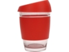 Стеклянный стакан с силиконовой крышкой и манжетой Monday (красный/прозрачный)  (Изображение 3)