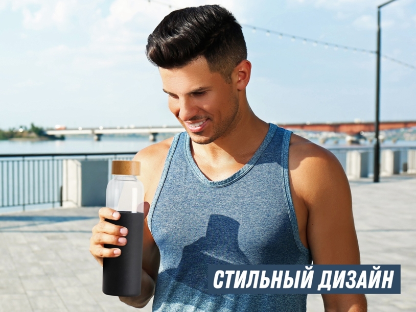 Стеклянная бутылка для воды в силиконовом чехле Refine (Изображение 22)