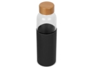 Стеклянная бутылка для воды в силиконовом чехле Refine (черный/прозрачный) 