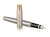 Перьевая ручка Parker IM Metal Brushed Metal GT, перо: F, цвет чернил: blue (Изображение 3)
