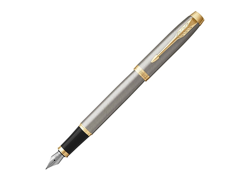 Перьевая ручка Parker IM Metal Brushed Metal GT, перо: F, цвет чернил: blue (Изображение 1)