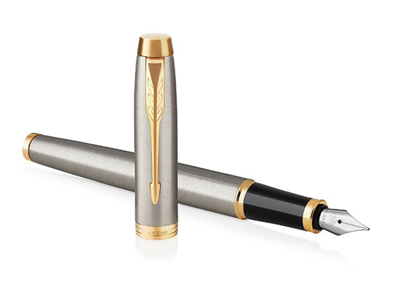 Перьевая ручка Parker IM Metal Brushed Metal GT, перо: F, цвет чернил: blue (Изображение 3)