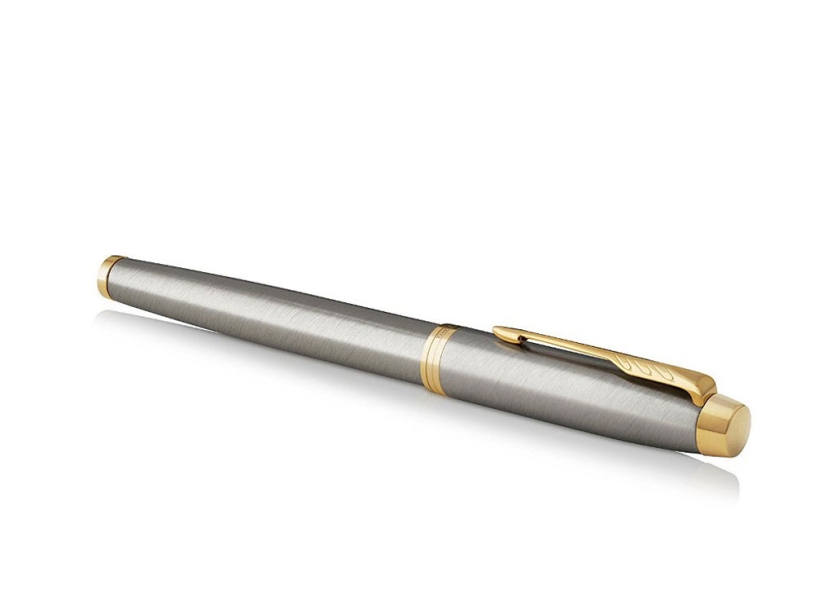 Перьевая ручка Parker IM Metal Brushed Metal GT, перо: F, цвет чернил: blue (Изображение 4)