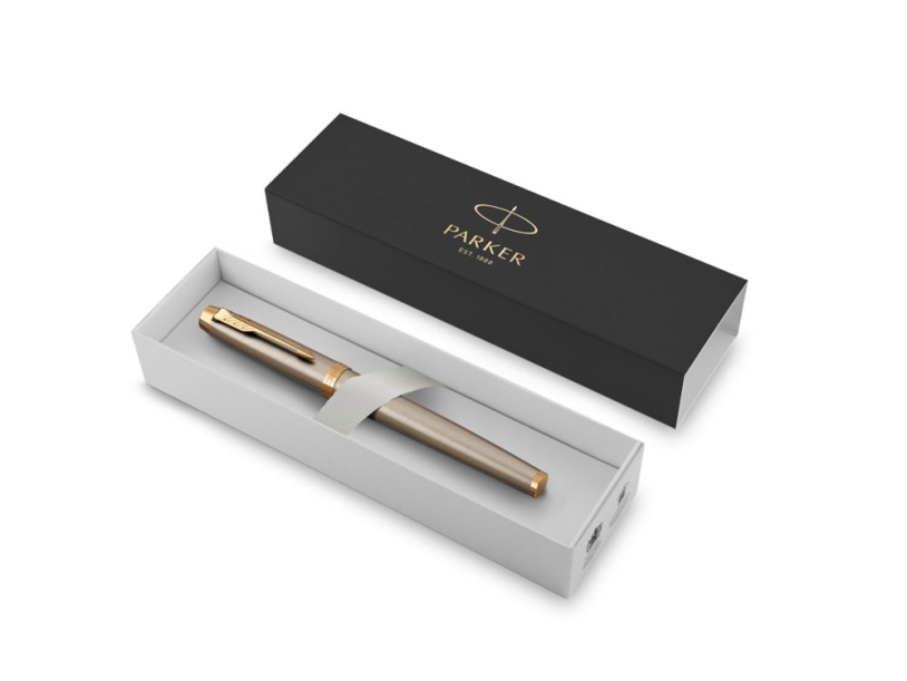 Перьевая ручка Parker IM Metal Brushed Metal GT, перо: F, цвет чернил: blue (Изображение 5)