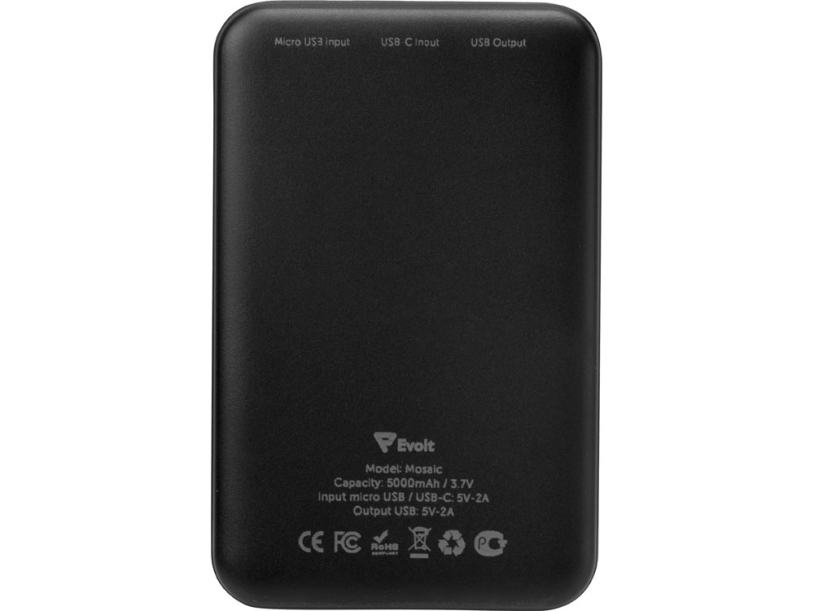 Внешний аккумулятор Evolt Mosaic, 5000 mAh, черный (Изображение 6)