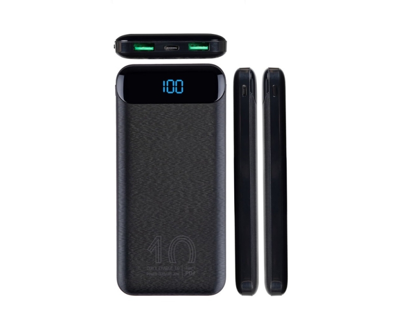 Внешний аккумулятор с дисплеем, 10000 mAh (черный)  (Изображение 6)