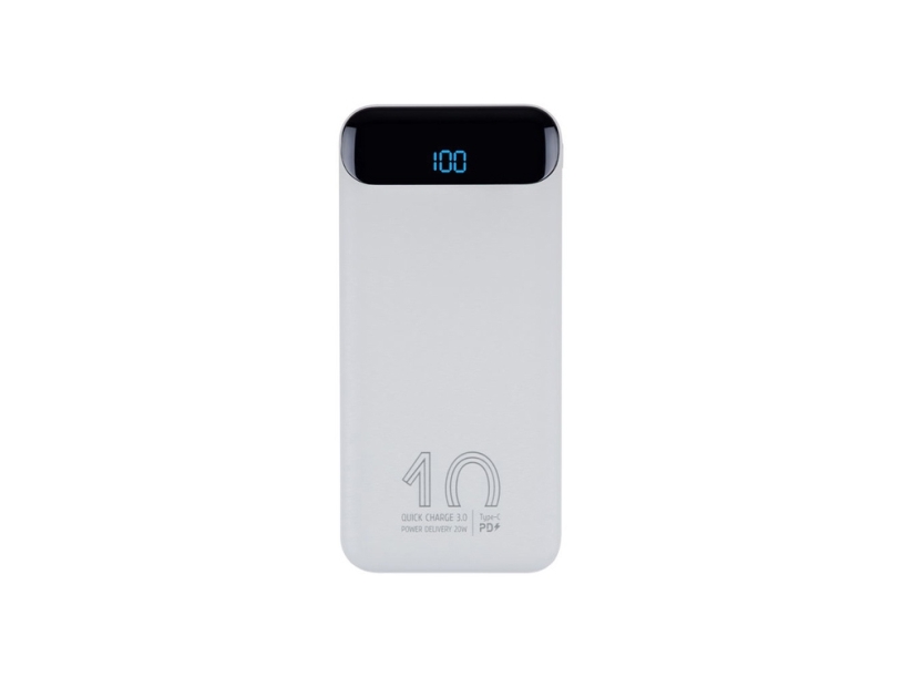 Внешний аккумулятор с дисплеем, 10000 mAh (белый)  (Изображение 1)