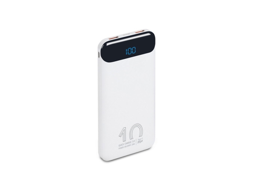 Внешний аккумулятор с дисплеем, 10000 mAh (белый)  (Изображение 2)