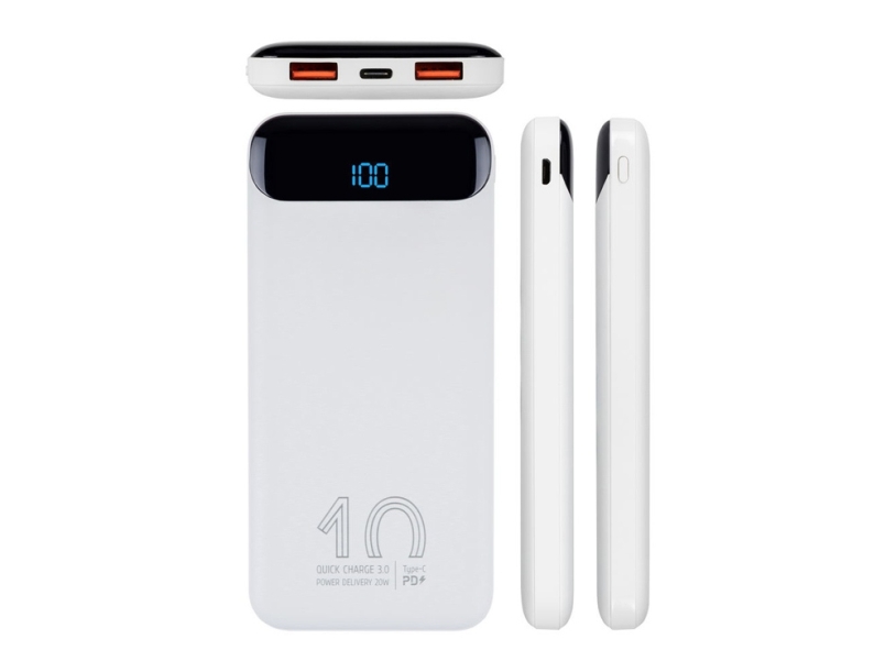 Внешний аккумулятор с дисплеем, 10000 mAh (белый)  (Изображение 7)