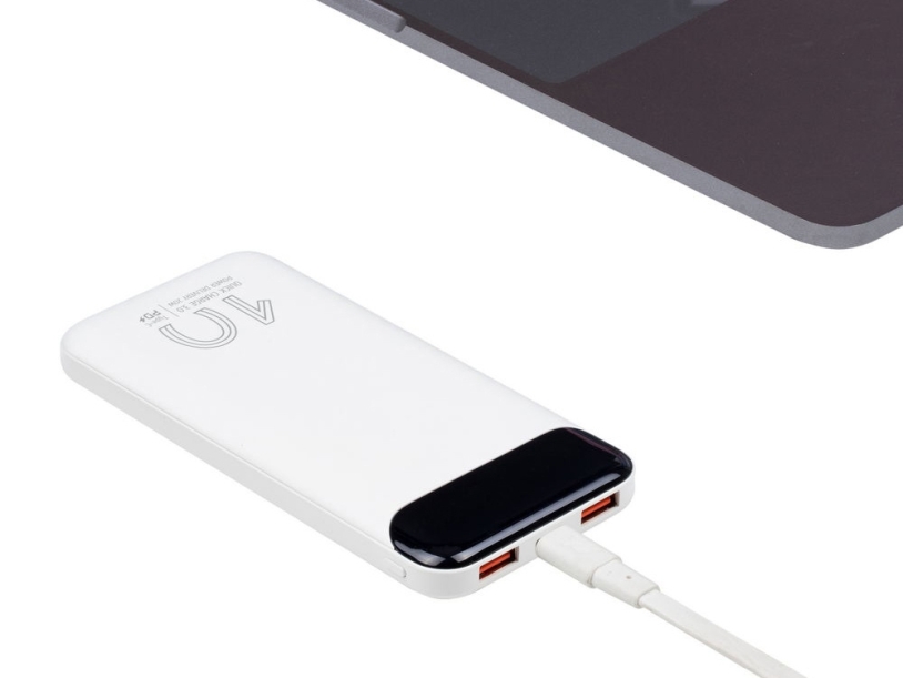 Внешний аккумулятор с дисплеем, 10000 mAh (белый)  (Изображение 11)