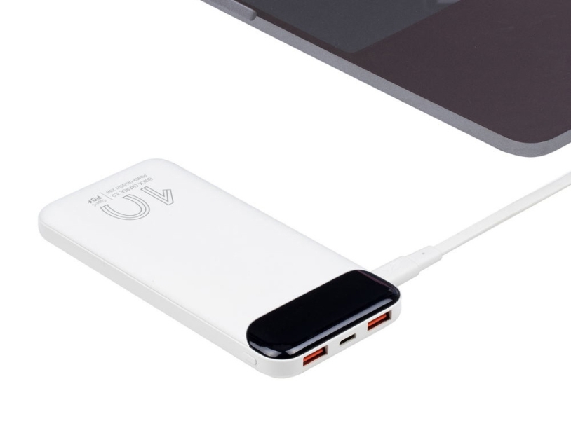 Внешний аккумулятор с дисплеем, 10000 mAh (белый)  (Изображение 12)