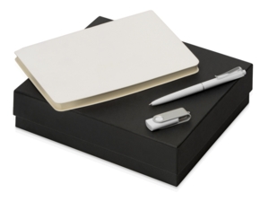 Подарочный набор Notepeno с блокнотом А5, флешкой и ручкой (белый) 