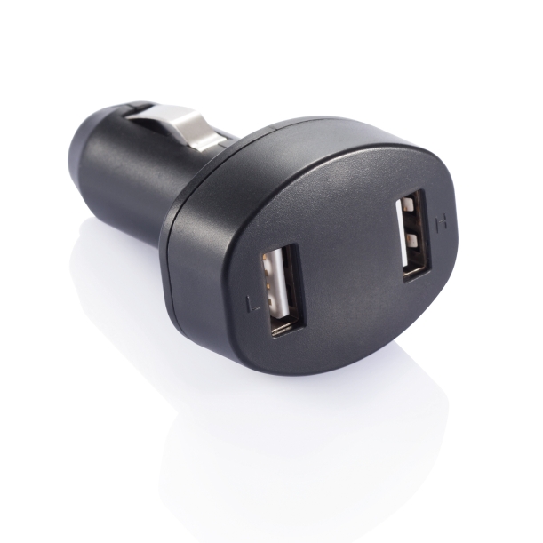 Зарядное устройство для автомобиля с 2 USB-портами, черный (Изображение 1)