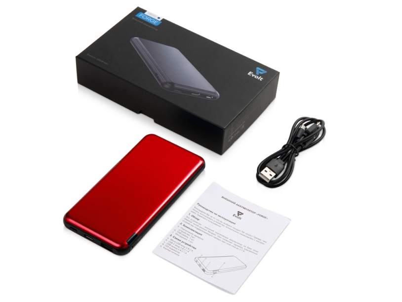 Внешний аккумулятор Forge, 10000 mAh (красный)  (Изображение 7)