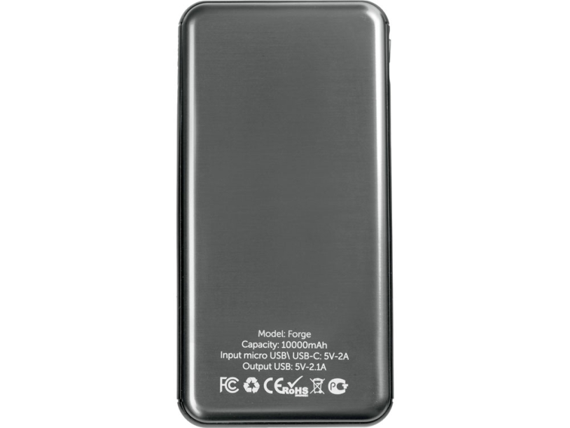Внешний аккумулятор Forge, 10000 mAh (серебристый)  (Изображение 3)